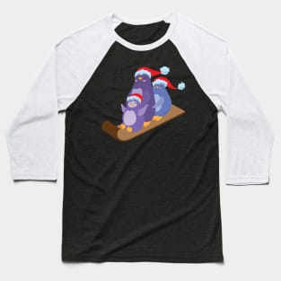 Penguins wearing santa hat in Baseball T-Shirt